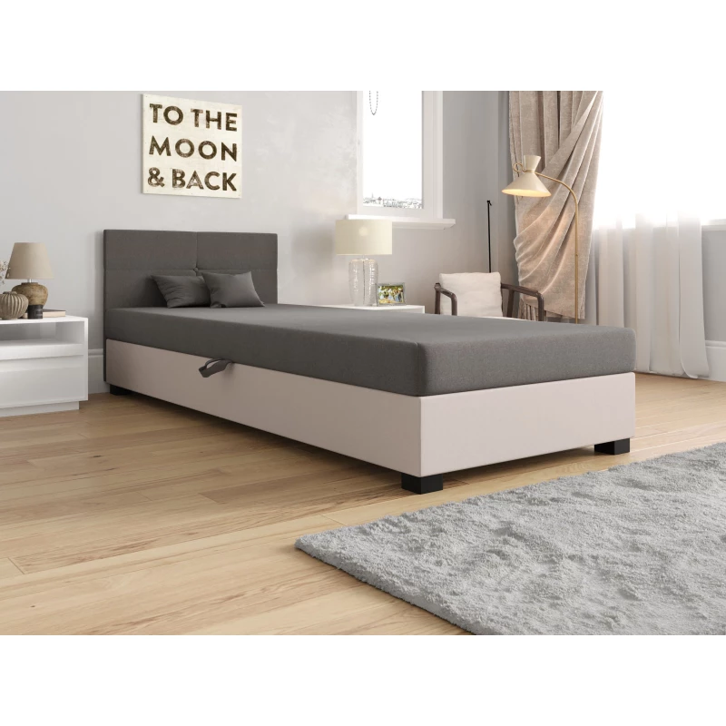 Jednolôžková čalúnená posteľ 80x195 LOCIKA 2 - svetlo šedá / ecru