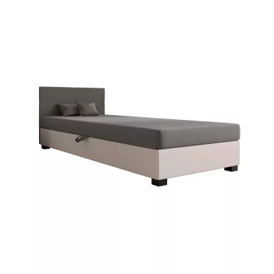 Jednolôžková čalúnená posteľ 90x195 LOCIKA 2 - svetlo šedá / ecru