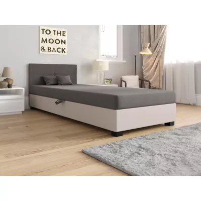 Jednolôžková čalúnená posteľ 100x195 LOCIKA 2 - svetlo šedá / ecru