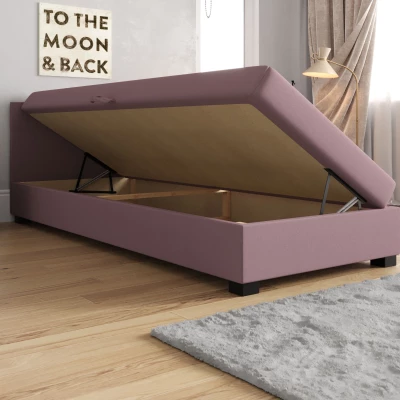 Jednolôžková čalúnená posteľ 110x195 LOCIKA 2 - svetlo šedá / ecru