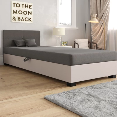 Jednolôžková čalúnená posteľ 120x195 LOCIKA 2 - svetlo šedá / ecru