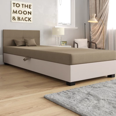 Jednolôžková čalúnená posteľ 80x195 LOCIKA 2 - hnedá / ecru