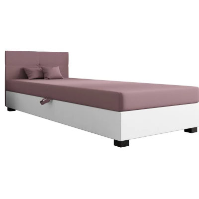 Jednolôžková čalúnená posteľ 90x195 LOCIKA 2 - ružová / biela