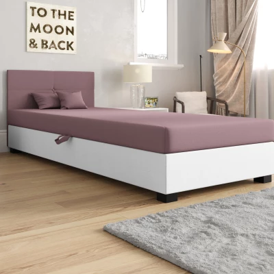 Jednolôžková čalúnená posteľ 90x195 LOCIKA 2 - ružová / biela