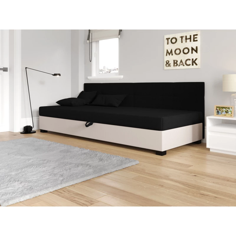 Jednolôžková čalúnená posteľ 90x195 LOCIKA BIZ 1 - čierna / ecru