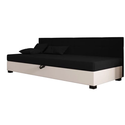Jednolôžková čalúnená posteľ 120x195 LOCIKA BIZ 1 - čierna / ecru