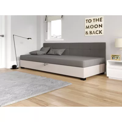 Jednolôžková čalúnená posteľ 90x195 LOCIKA BIZ 1 - svetlo šedá / ecru