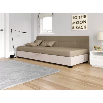 Jednolôžková čalúnená posteľ 80x195 LOCIKA BIZ 1 - hnedá / ecru