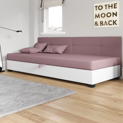 Jednolôžková čalúnená posteľ 90x195 LOCIKA BIZ 1 - ružová / biela