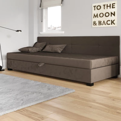 Jednolôžková čalúnená posteľ 80x195 LOCIKA BIZ 1 - tmavo hnedá