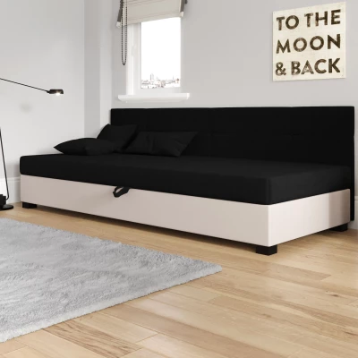 Jednolôžková čalúnená posteľ 80x195 LOCIKA BIZ 2 - čierna / ecru