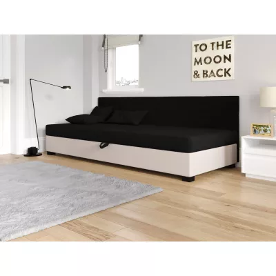 Jednolôžková čalúnená posteľ 80x195 LOCIKA BIZ 2 - čierna / ecru