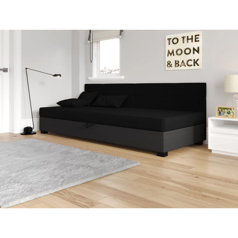 Jednolôžková čalúnená posteľ 120x195 LOCIKA BIZ 2 - čierna / šedá