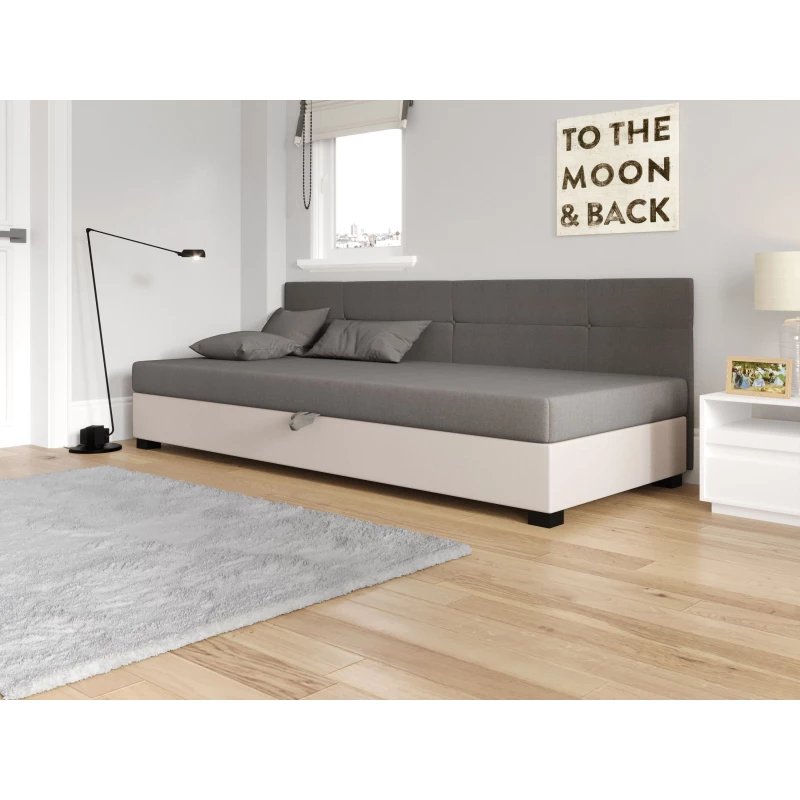 Jednolôžková čalúnená posteľ 80x195 LOCIKA BIZ 2 - svetlo šedá / ecru