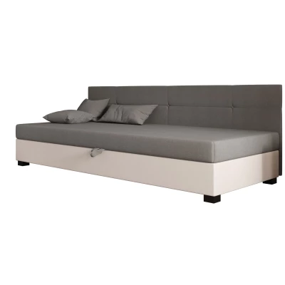 Jednolôžková čalúnená posteľ 90x195 LOCIKA BIZ 2 - svetlo šedá / ecru