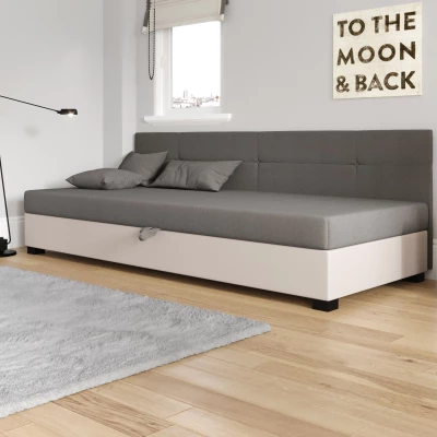 Jednolôžková čalúnená posteľ 100x195 LOCIKA BIZ 2 - svetlo šedá / ecru