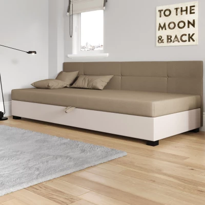 Jednolôžková čalúnená posteľ 80x195 LOCIKA BIZ 2 - hnedá / ecru