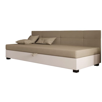 Jednolôžková čalúnená posteľ 120x195 LOCIKA BIZ 2 - hnedá / ecru