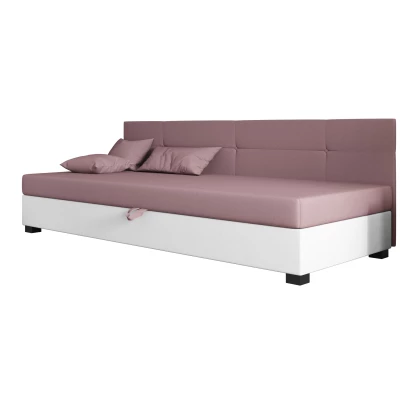 Jednolôžková čalúnená posteľ 90x195 LOCIKA BIZ 2 - ružová / biela