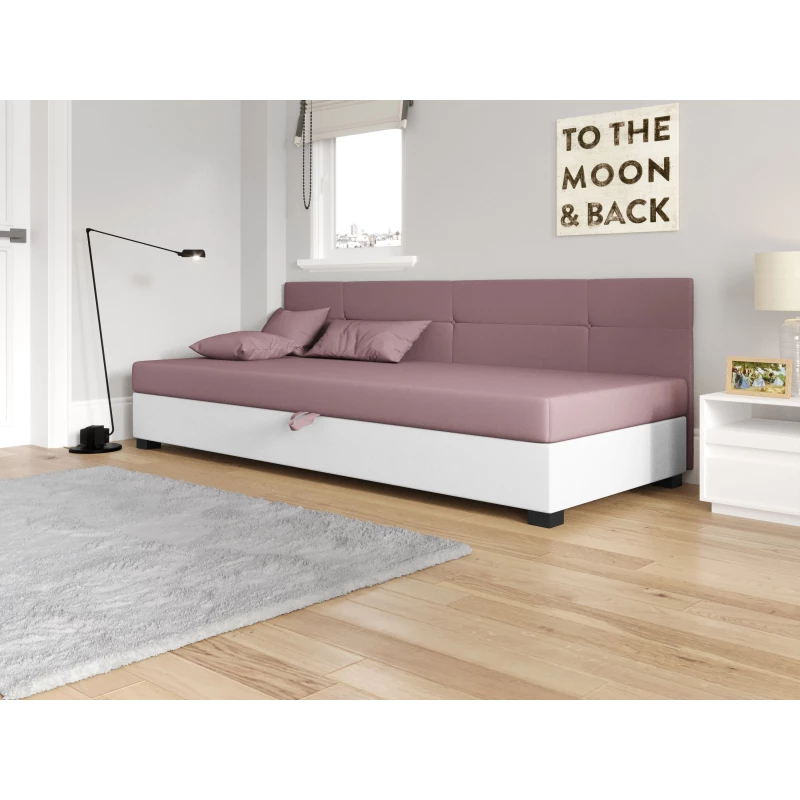 Jednolôžková čalúnená posteľ 100x195 LOCIKA BIZ 2 - ružová / biela