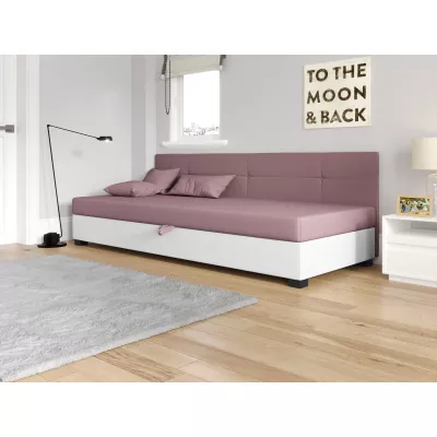 Jednolôžková čalúnená posteľ 100x195 LOCIKA BIZ 2 - ružová / biela