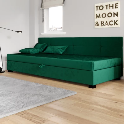 Jednolôžková čalúnená posteľ 90x195 LOCIKA BIZ 2 - zelená