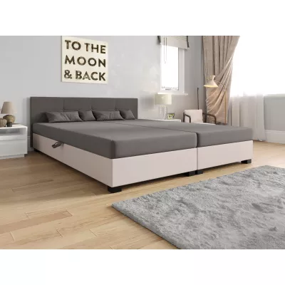 Manželská posteľ 160x200 LOCIKA DOUBLE 1 - svetlo šedá / ecru