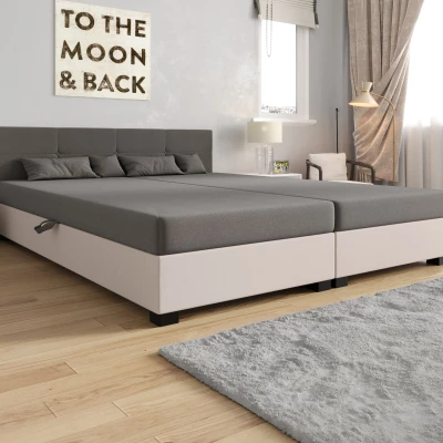 Manželská posteľ 180x200 LOCIKA DOUBLE 2 - svetlo šedá / ecru