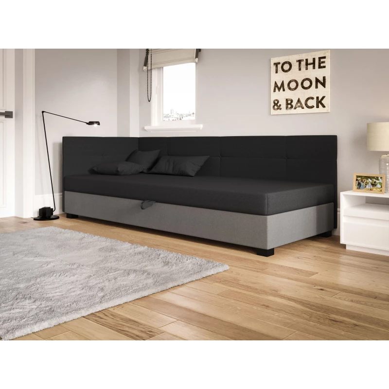 Jednolôžková čalúnená posteľ 90x195 LOCIKA PLUS 1 - šedá / svetlo šedá