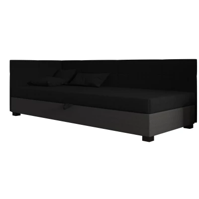 Jednolôžková čalúnená posteľ 80x195 LOCIKA PLUS 1 - čierna / šedá