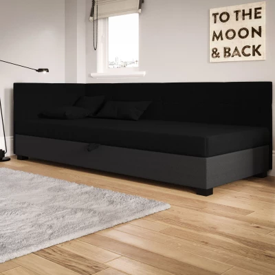 Jednolôžková čalúnená posteľ 80x195 LOCIKA PLUS 1 - čierna / šedá