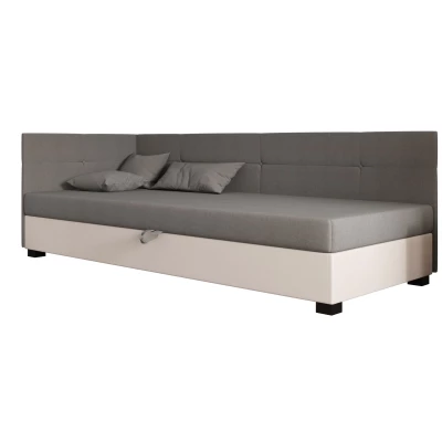 Jednolôžková čalúnená posteľ 80x195 LOCIKA PLUS 1 - svetlo šedá / ecru