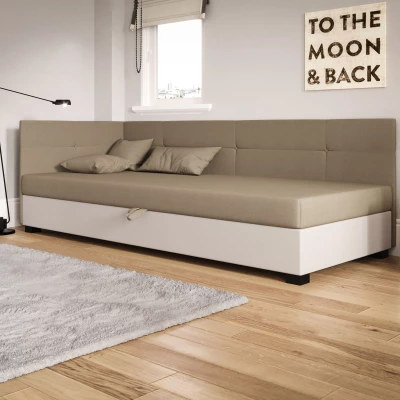 Jednolôžková čalúnená posteľ 80x195 LOCIKA PLUS 1 - hnedá / ecru