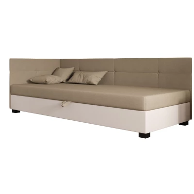 Jednolôžková čalúnená posteľ 120x195 LOCIKA PLUS 1 - hnedá / ecru