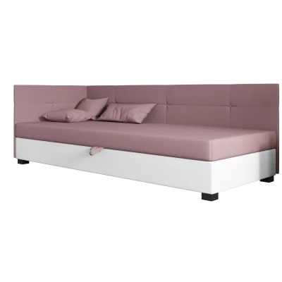 Jednolôžková čalúnená posteľ 80x195 LOCIKA PLUS 1 - ružová / biela