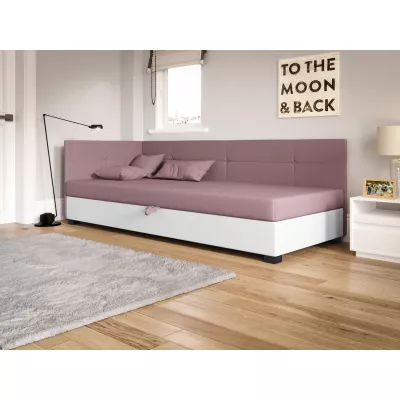 Jednolôžková čalúnená posteľ 80x195 LOCIKA PLUS 1 - ružová / biela