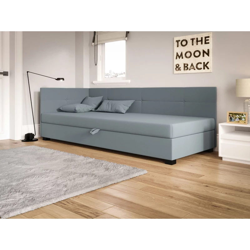 Jednolôžková čalúnená posteľ 110x195 LOCIKA PLUS 1 - modrošedá