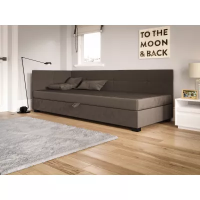 Jednolôžková čalúnená posteľ 80x195 LOCIKA PLUS 1 - tmavo hnedá