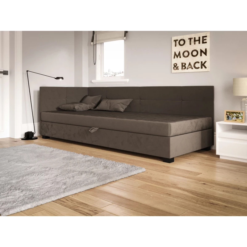 Jednolôžková čalúnená posteľ 120x195 LOCIKA PLUS 1 - tmavo hnedá