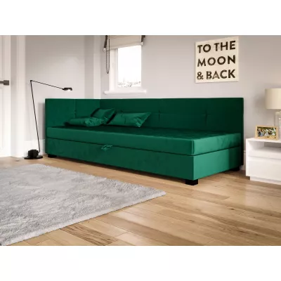 Jednolôžková čalúnená posteľ 110x195 LOCIKA PLUS 1 - zelená