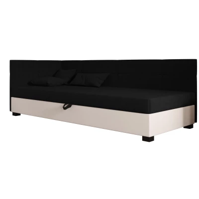 Jednolôžková čalúnená posteľ 80x195 LOCIKA PLUS 2 - čierna / ecru