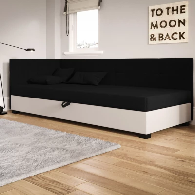 Jednolôžková čalúnená posteľ 80x195 LOCIKA PLUS 2 - čierna / ecru