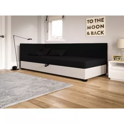 Jednolôžková čalúnená posteľ 90x195 LOCIKA PLUS 2 - čierna / ecru