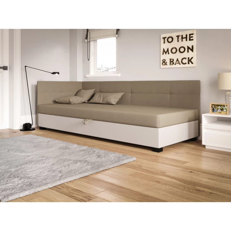 Jednolôžková čalúnená posteľ 120x195 LOCIKA PLUS 2 - hnedá / ecru