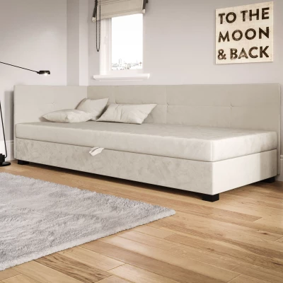 Jednolôžková čalúnená posteľ 80x195 LOCIKA PLUS 2 - ecru