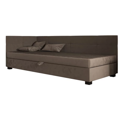 Jednolôžková čalúnená posteľ 110x195 LOCIKA PLUS 2 - tmavo hnedá