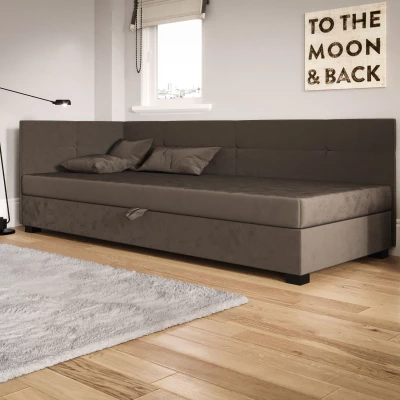 Jednolôžková čalúnená posteľ 110x195 LOCIKA PLUS 2 - tmavo hnedá