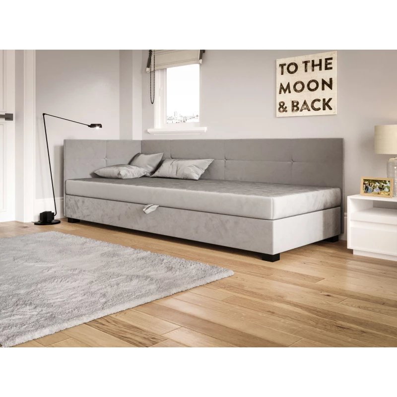 Jednolôžková čalúnená posteľ 120x195 LOCIKA PLUS 2 - svetlo šedá