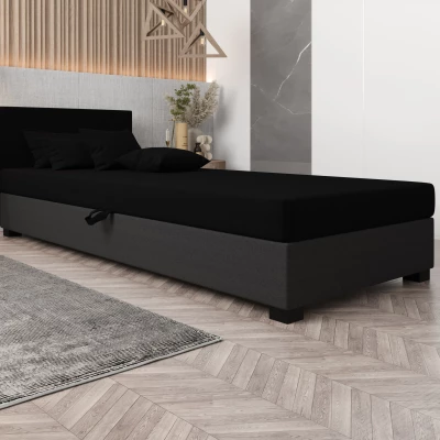 Čalúnená posteľ 110x195 HEIDI 2 - čierna / šedá