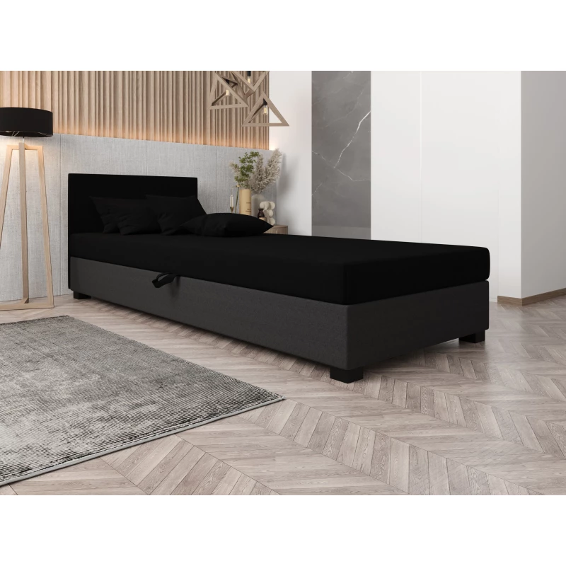 Čalúnená posteľ 110x195 HEIDI 2 - čierna / šedá